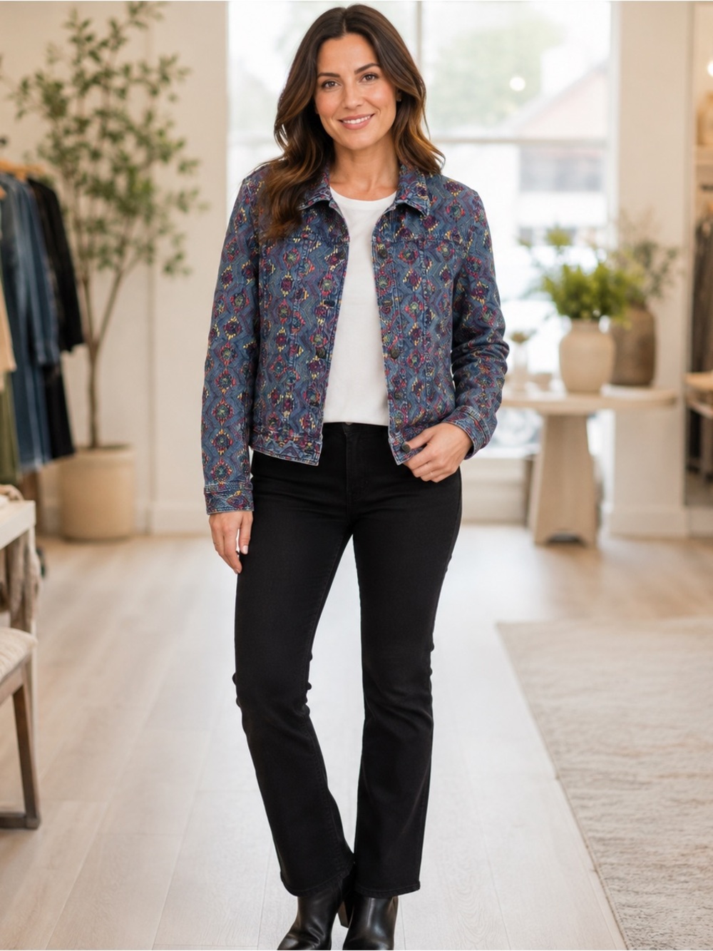 Coldwater Creek Blue embroidered Patterned Women's Jacket